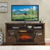 26" Infrared Quartz Heater Fireplace Insert -Woodlog Version With Brick - Antique Black - Image 2
