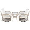 3 Piece Outdoor Chair & Table Set Chat Set 2 Person Rattan Seating Group With 2 Swiveling And Rocking Chairs And A Square Table For Garden, Patio, Or Balcony - Natural - Image 15