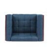 Contemporary Club Chair With Button Tufted Waffle Stitch - Navy Blue - Image 8