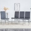 Armless Dining Chairs, Grid And Buckle Design Of The Back (Set of 4) - Gray - Image 2
