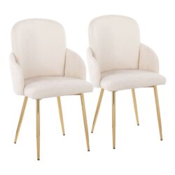 Dahlia - Contemporary Dining Chair (Set of 2) - Gold / Cream