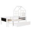 Twin Size House Bed With Ladder, Storage Drawers, And Blackboard Design - White - Image 3