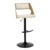 Cecina - Contemporary Adjustable Barstool With Swivel With Rounded T Footrest (Set of 2) - Black / Zebra / Cream - Image 2