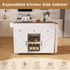 Modern Kitchen Island With Extendable Dining Table & Power Outlet - White - Image 25