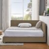 Mid Century Full Size Upholstered Bed Frame With Tufted Backrest And Armrests - Brown - Image 4