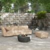 Cleo - Modular Upholstered Patio Ottoman Axroma Olefin - Almond Beige - Image 4
