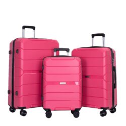 Hardshell Suitcase Spinner Wheels Pp Luggage Sets Lightweight Durable Suitcase With Tsa Lock, 3 Piece Set (20/24/28) - Rose