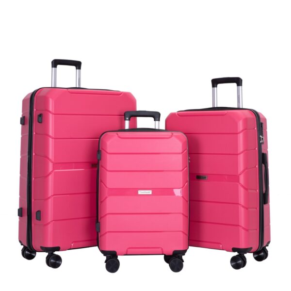 Hardshell Suitcase Spinner Wheels Pp Luggage Sets Lightweight Durable Suitcase With Tsa Lock, 3 Piece Set (20/24/28) - Rose