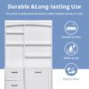 Bathroom Storage Cabinet With Tilt Out Hamper, Tall Free Standing Organizer With Drawers & Adjustable Shelves, Linen Tower With Steel Handles - White - Image 9