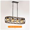 4 Light Rectangular Ellipse Pendant Lights Kitchen Island, Metal Farmhouse Kitchen Pendant Lights, Adjustable Height, Modern Industrial Chandelier For Living Room, Dining Room - Matte Black / Natural - Image 9