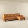 Allison - Right Facing Leather Sectional Sofa - Tan - Image 3
