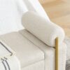 Elegant Upholstered Linen Storage Bench With Cylindrical Arms And Iron Legs - Beige - Image 11