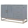 Queen Murphy Bed With Frosted Glass Doors Design, Fake Drawers, Metal Legs - Gray - Image 2