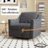 360 Degree Swivel Armchair Cotton Linen Skin - Friendly Fabric Ergonomic Design Brass Nail Decorative Armchair Living Room Chairs Bedroom Chairs Living Room Chairs Black Legs Suitable For Indoor Homes - Dark Gray - Image 5