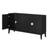 4 Door Sideboard Storage Cabinet For Living Room And Dining Room, 2 Large Cabinets With Gold Handles And Adjustable Shelf - Black - Image 17
