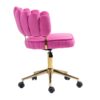Velvet Home Office Desk Chair, Modern Cute Computer Chair, Wheels Swivel Height Adjustable Task Chair - Rose Red - Image 16