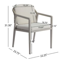 7 Piece Outdoor Dining Set With Acacia Wood Table And Iron Frame Chairs - Gray / Natural