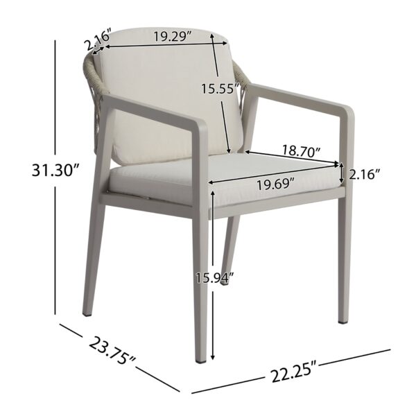7 Piece Outdoor Dining Set With Acacia Wood Table And Iron Frame Chairs - Gray / Natural