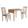 3 Piece Kitchen Dining Set With Drop Leaf Dining Table And 2 Dining Upholstered Chairs, Dining Room Set For Small Places - Natural - Image 12