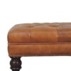 Buffalo - Studded Leather Ottoman With Castor Legs - Tan - Image 6