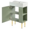 Bathroom Vanity, Combo Cabinet, Bathroom Storage Cabinet, Single Ceramic Sink, Right Side Storage - Green - Image 12