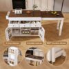 Modern Kitchen Island With Extendable Dining Table & Power Outlet - White - Image 21