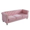 Chesterfield - Velvet Sofa 84.65" For Living Room - Pink - Image 5
