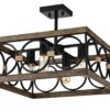 4 Light Square Kitchen Island Lights Ceiling Light Farmhouse Dining Room Light Fixture, Wood And Metal Rectangular Ceiling Light, Ceiling Lighting For Living Room, Conference Room, Home Office - Black - Image 13