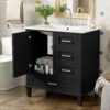 Bathroom Vanity, Modern Bathroom Cabinet With Sink Combo Set, Bathroom Storage Cabinet With A Soft Closing Door And 3 Drawers, Solid Wood Frame - Black - Image 3