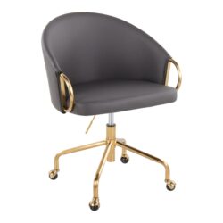 Claire - Contemporary / Glam Task Chair - Gold / Gray