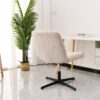 Cross Legged Office Chair, Wide Comfty Desk Chair, Vanity Home Chair No Wheels Armless Computer Task Chair, Swivel And Height Adjustable - Beige - Image 10