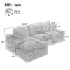 Cloud Sectional Sofa Upholstered Sofa Couch With Double-Layer Cushion And Side Pockets - Blue - Image 2