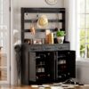 Minimalist 4 Door Shoe Cabinet With Coat Rack, Spacious Top, 3 Drawers, 8 Shelves, Metal Hooks And Handles For Hallway - Black - Image 9