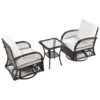 3 Piece Outdoor Chair & Table Set Chat Set 2 Person Rattan Seating Group With 2 Swiveling And Rocking Chairs And A Square Table For Garden, Patio, Or Balcony - Brown - Image 18