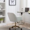 Modern Teddy Fabric Material Adjustable Height 360 Revolving Home Office Chair With Gold Metal Legs And Universal Wheel For Indoor - White - Image 8