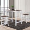 3 Pieces Counter Set Hanging Stool Easy To Clean For Small Space - Antique Dark Oak / Antique White - Image 3