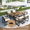 7 Pieces Outdoor Dining Set Patio Dining Table And Chair Set With And Removable Cushions For Patio, Backyard, Garden - Beige - Image 4
