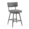 Retro Swivel Counter Stools (Set of 2) Counter Stools With Iron Frame, Sponge Cushion, Footrest, Suitable For Kitchen - Gray - Image 5