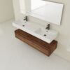 Modern Wall Mounted Bathroom Vanity With Dual Resin Sink And Soft Close Drawers - Brown Ebony - Image 4