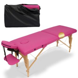 Massage Table Portable Massage Bed Lash Bed & Carrying Case Spa Table Height Adjustable, Salon Bed Face Cradle Bed - Rose
