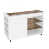Multi-Functional Storage Island Movable Storage Cabinet Island Vanity Dresser With 3 Side Storage Drawer, A Reversible Top Storage Space And 2 Glass Display Shelves - White - Image 15