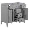 Bathroom Vanity Without Sink, Cabinet Base Only, Two Cabinets And Five Drawers, Solid Wood Frame - Gray - Image 11