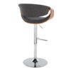 Curvo - Mid-Century Modern Adjustable Barstool With Swivel With Straight T Footrest (Set of 2) - Chrome / Walnut / Charcoal - Image 4