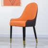 Modern Sponge-Filled Dining Chair, Solid Wood Metal Legs, Suitable For Restaurants, Living Rooms And Rooms (Set of 2) - Orange / Dark Brown - Image 2