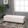 Upholstered Storage Ottoman With Nailhead Trim - Beige - Image 7