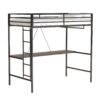 Adam - Twin Loft Bunk Bed With Cinnamon Wood Desk And Closet Rod - Black - Image 10