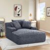 Cloudline - Oversized Chaise Lounge Chair In Soft Corduroy, Modern Comfy Couch With Full Foam Cushioning, Cozy Sleeper Sofabed For Living Room - Gray - Image 7