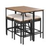 5 Piece Outdoor Acacia Wood Bar Height Table And 4 Stools With Cushions, Garden Wicker Dining Table, Foldable Tabletop, High Dining Bistro Set, All-Weather Patio Furniture - Brown - Image 12