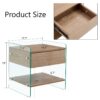 Elegant Bedside Table With Drawers And Transparent Tempered Glass Sides - Wood - Image 3