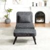 3 In 1 Foldable Linen Chaise Lounge With Adjustable Backrest Footrest & Detachable Pillow Convertible Chair Bed Accent Chair Small Space Sofa Bed For Living Room Bedroom And Office - Gray - Image 6
